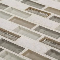 Afternoon Tea Cream 11.5 in. x 11.625 in. Interlocking Mixed Glass and Stone Mosaic Wall Tile (14.83 sq. ft./Case) by Jeffrey Court -Ivy Hill Tile Sales cream jeffrey court glass tile 99621 1d 1000