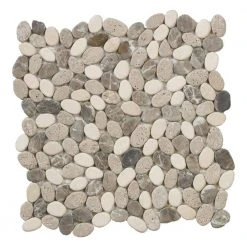 Emperador River Rocks Cream 11.5 in. x 11.5 in. Interlock Travertine/Marble Wall/Floor Mosaic Tile (9.18 sq. ft./Case) by Jeffrey Court