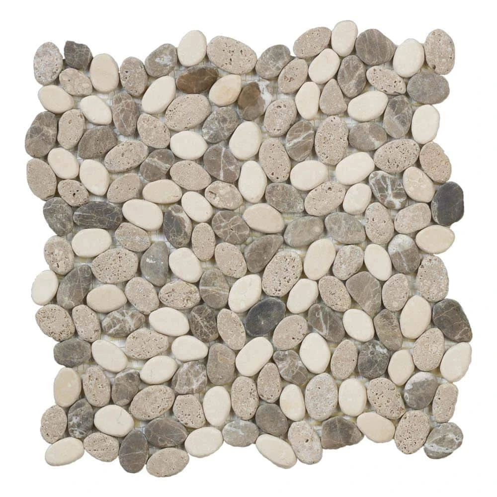 Emperador River Rocks Cream 11.5 in. x 11.5 in. Interlock Travertine/Marble Wall/Floor Mosaic Tile (9.18 sq. ft./Case) by Jeffrey Court 3 Emperador River Rocks Cream 11.5 in. x 11.5 in. Interlock Travertine/Marble Wall/Floor Mosaic Tile (9.18 sq. ft./Case) by Jeffrey Court