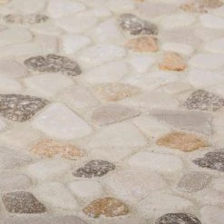 Creama River Rock 11.25 in. x 11.25 in. Honed Marble/ Limestone Floor and Wall Mosaic Tile (8.79 sq. ft./Case) by Jeffrey Court -Ivy Hill Tile Sales cream jeffrey court marble tile 99052 1d 1000 1