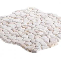 Creama River Rock 11.25 in. x 11.25 in. Honed Marble/ Limestone Floor and Wall Mosaic Tile (.0878 sq. ft./Each) by Jeffrey Court -Ivy Hill Tile Sales cream jeffrey court marble tile 99052 fa 1000