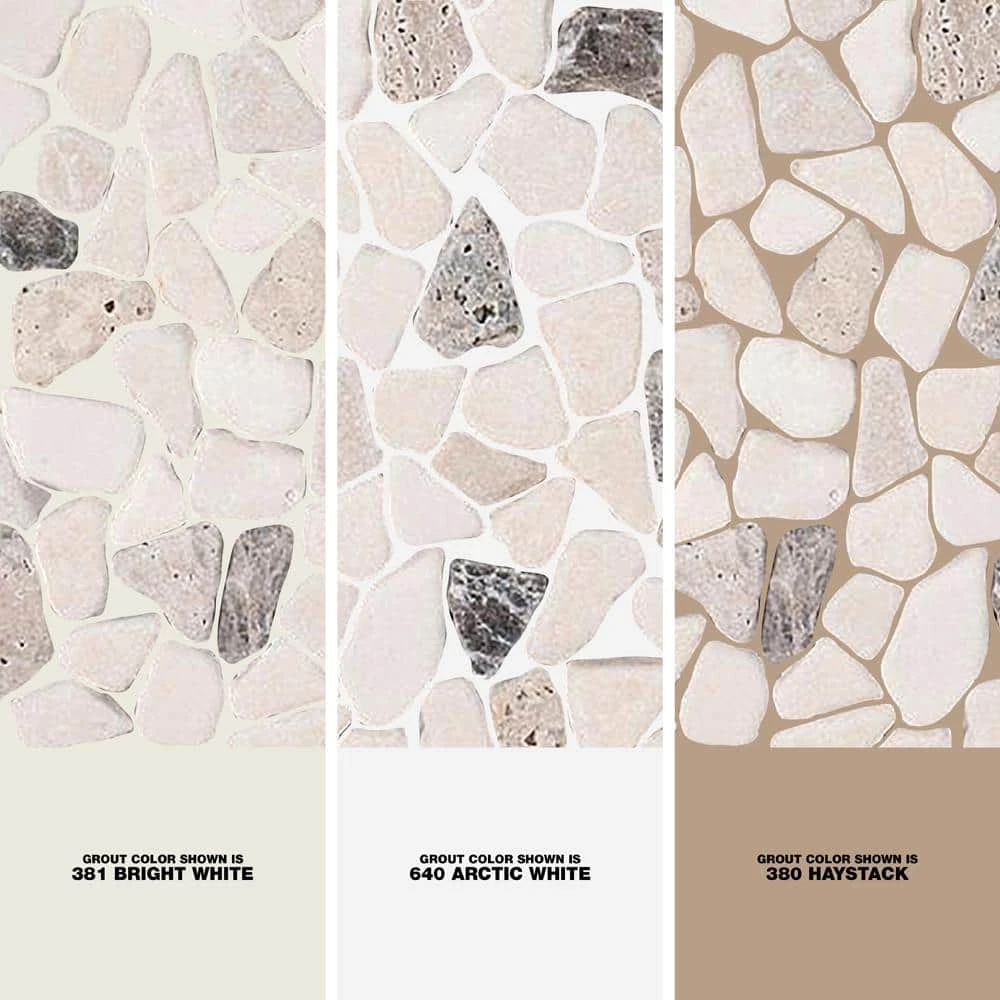 River Rock Medley 11.5 in. x 11.5 in. Cream Travertine/ Cream and Brown Marble Wall and Floor Mosaic Tile by Jeffrey Court 7 River Rock Medley 11.5 in. x 11.5 in. Cream Travertine/ Cream and Brown Marble Wall and Floor Mosaic Tile by Jeffrey Court - Image 5