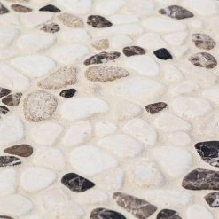River Rock Medley 11.5 in. x 11.5 in. Cream Travertine/ Cream and Brown Marble Wall and Floor Mosaic Tile by Jeffrey Court 13 River Rock Medley 11.5 in. x 11.5 in. Cream Travertine/ Cream and Brown Marble Wall and Floor Mosaic Tile by Jeffrey Court -Ivy Hill Tile Sales cream jeffrey court mosaic tile 99035 fa 1000