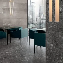 Rizzo Dark Gray 24 in. x 24 in. x 9mm Semi Polished Porcelain Floor and Wall Tile (3 pieces / 11.62 sq. ft. / box) by Ivy Hill Tile -Ivy Hill Tile Sales dark gray ivy hill tile porcelain tile ext3rd101250 1d 1000