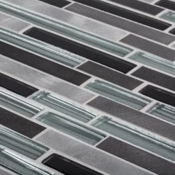 Binary Code Gray and Blue 11.625 in. x 11.625 in. Interlocking Glass and Metal Mosaic Tile (14.22 sq. ft./Case) by Jeffrey Court -Ivy Hill Tile Sales gray blue jeffrey court glass tile 99000 1d 1000