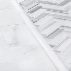 Zebra Plains Gray 12.875 in x 11.125 in. Herringbone Polished Marble Wall and Floor Mosaic Tile (9.947 sq. ft./Case) by Jeffrey Court -Ivy Hill Tile Sales gray grey jeffrey court marble tile 99287 a0 1000