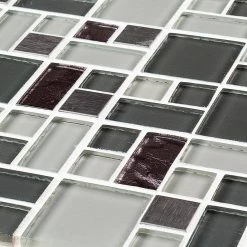 Satin Sapphire Gray 11.875 in. x 11.875 in. Square Mixed Glass and Metal Mosaic Tile (9.79 sq. ft./Case) by Jeffrey Court -Ivy Hill Tile Sales gray grey jeffrey court marble tile 99568 1d 1000