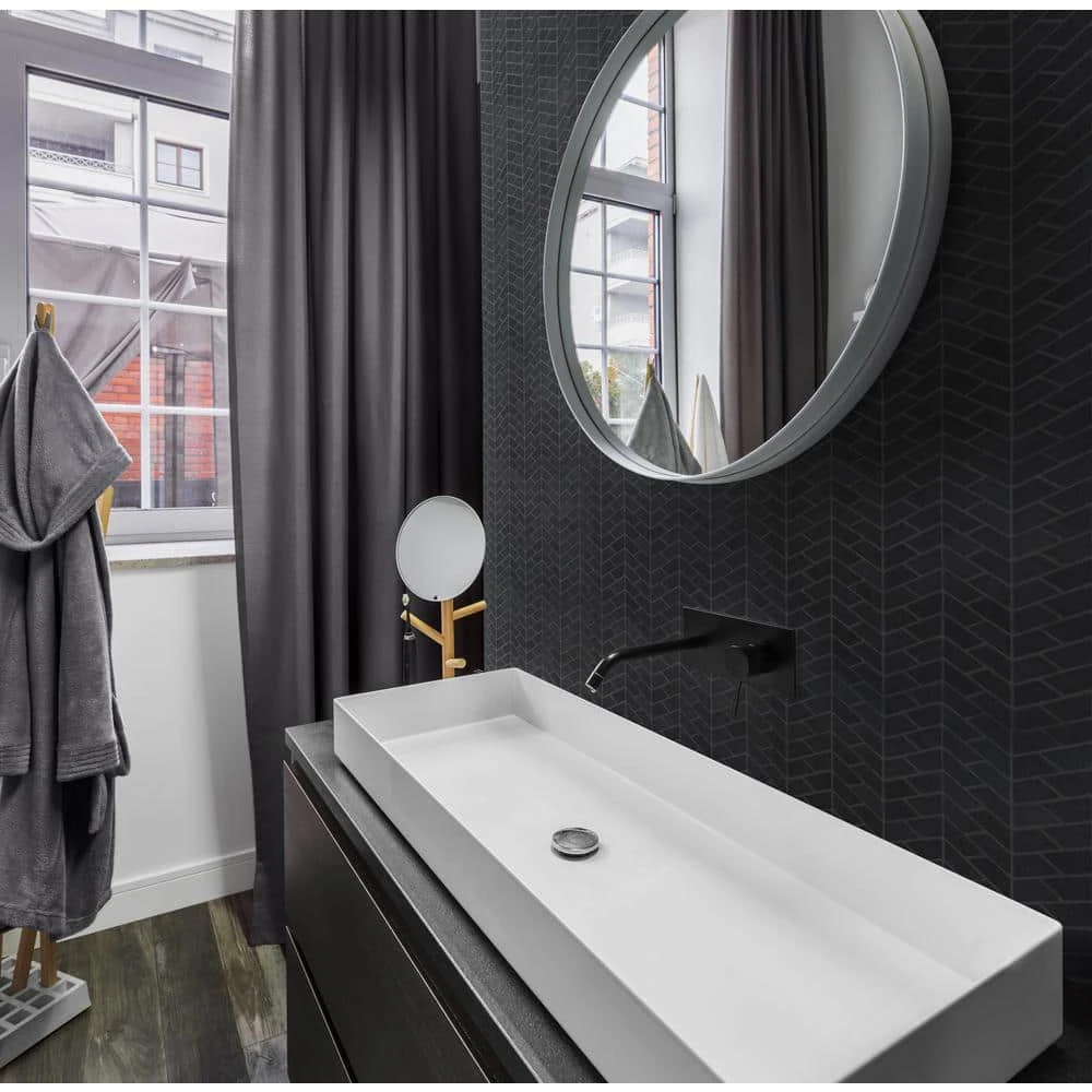 Riverfall Grey 10.75 in. x 11.875 in. Chevron Honed Basalt Wall and Floor Mosaic Tile (8.86 sq. ft./Case) by Jeffrey Court 4 Riverfall Grey 10.75 in. x 11.875 in. Chevron Honed Basalt Wall and Floor Mosaic Tile (8.86 sq. ft./Case) by Jeffrey Court - Image 2