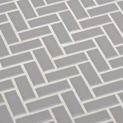 Wolfe Grey Herringbone 10.25 in. x 11 in. Glossy Ceramic Mosaic Tile (7.83 sq. ft./Case) by Jeffrey Court -Ivy Hill Tile Sales gray jeffrey court ceramic tile 96614 1d 1000