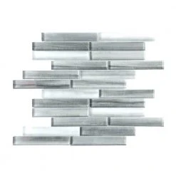 Illusion Haze Gray 11.625 in. x 11.625 in. Interlocking Gloss Glass Mosaic Tile (14.07 sq. ft./Case) by Jeffrey Court