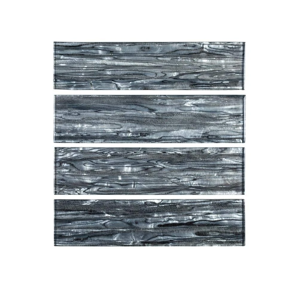 Abalone Gray 3 in. x 12 in. Glossy Glass Wall Tile (1 sq. ft./Pack) by Jeffrey Court 3 Abalone Gray 3 in. x 12 in. Glossy Glass Wall Tile (1 sq. ft./Pack) by Jeffrey Court