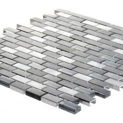 Stealth Grey 11.875 in. x 11.25 in. Interlocking Gloss Glass/Matte Metal Wall Mosaic Tile (9.27 sq. ft./Case) by Jeffrey Court -Ivy Hill Tile Sales gray jeffrey court glass tile 99588 40 1000