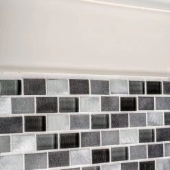 Stealth Grey 11.875 in. x 11.25 in. Interlocking Gloss Glass/Matte Metal Wall Mosaic Tile (9.27 sq. ft./Case) by Jeffrey Court -Ivy Hill Tile Sales gray jeffrey court glass tile 99588 c3 1000