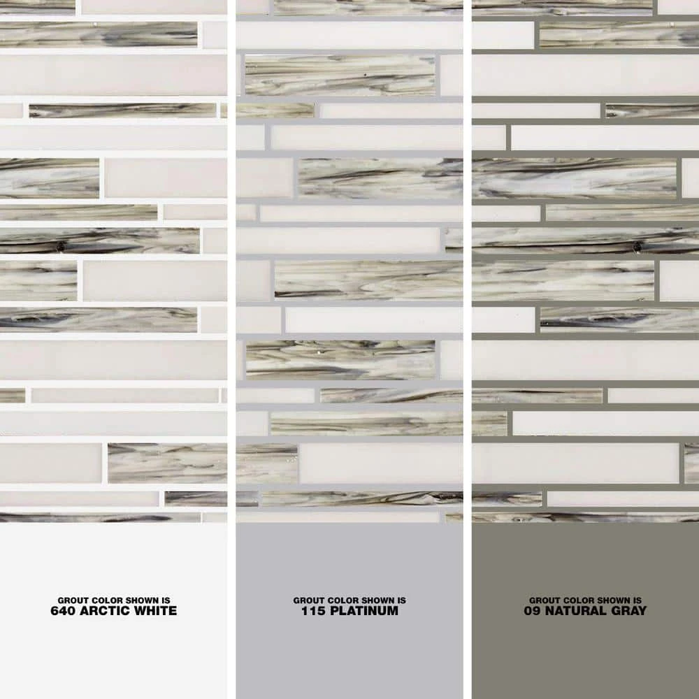 Coastal Skies Grey 11.875 in. x 11.75 in. Interlocking Glossy Glass Mosaic Tile (0.968 sq. ft./Each) by Jeffrey Court 6 Coastal Skies Grey 11.875 in. x 11.75 in. Interlocking Glossy Glass Mosaic Tile (0.968 sq. ft./Each) by Jeffrey Court - Image 4