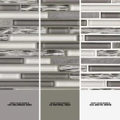 Waves of Grey/Silver 11.875 in. x 11.375 in. Interlocking Glossy Glass/Metal Mosaic Tile (0.938 sq. ft./Each) by Jeffrey Court -Ivy Hill Tile Sales gray jeffrey court glass tile 99716 1d 1000