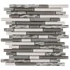 Waves of Grey/Silver 11.875 in. x 11.375 in. Interlocking Glossy Glass/Metal Mosaic Tile (0.938 sq. ft./Each) by Jeffrey Court