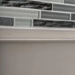 Waves of Grey/Silver 11.875 in. x 11.375 in. Interlocking Glossy Glass/Metal Mosaic Tile (0.938 sq. ft./Each) by Jeffrey Court -Ivy Hill Tile Sales gray jeffrey court glass tile 99716 a0 1000