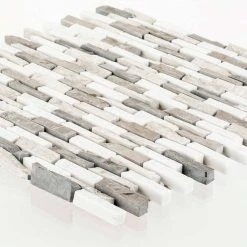 Whispering Cliffs Gray 11.125 in. x 12.25 in. Interlocking Mixed Limestone and Marble Mosaic Tile (9.46 sq. ft./Case) by Jeffrey Court 9 Whispering Cliffs Gray 11.125 in. x 12.25 in. Interlocking Mixed Limestone and Marble Mosaic Tile (9.46 sq. ft./Case) by Jeffrey Court -Ivy Hill Tile Sales gray jeffrey court limestone tile 99715 40 1000