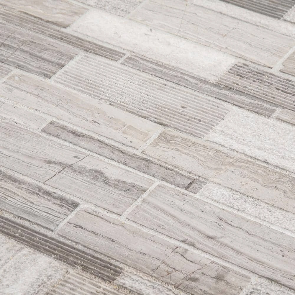 Tranquil Stone Gray 10.5 in. x 10.75 in. Interlocking Mixed Limestone Mosaic Tile (7.838 sq. ft./Case) by Jeffrey Court 7 Tranquil Stone Gray 10.5 in. x 10.75 in. Interlocking Mixed Limestone Mosaic Tile (7.838 sq. ft./Case) by Jeffrey Court - Image 5