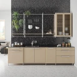 Jetwing White/Grey 10.75 in. x 11.875 in. Chevron Polished White/Grey Marble Wall/Floor Mosaic Tile (8.86 sq. ft./Case) by Jeffrey Court -Ivy Hill Tile Sales gray jeffrey court marble tile 13071 c3 1000