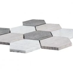 Tread Gray 12 in. x 10.5 in. Hexagon Textured Marble Wall and Floor Mosaic Tile (8.75 sq. ft./Case) by Jeffrey Court -Ivy Hill Tile Sales gray jeffrey court marble tile 99284 40 1000