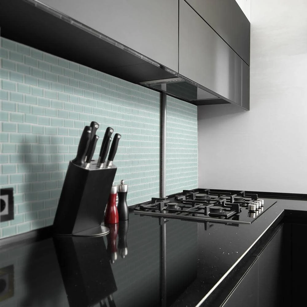 Glacier Ice Green 11.625 in. x 11.75 in. Interlocking Gloss Glass Mosaic Tile (9.48 sq. ft./Case) by Jeffrey Court 4 Glacier Ice Green 11.625 in. x 11.75 in. Interlocking Gloss Glass Mosaic Tile (9.48 sq. ft./Case) by Jeffrey Court - Image 2