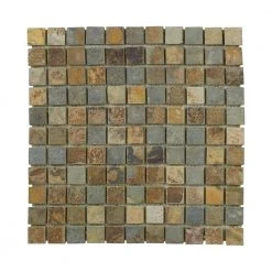 Slate Green 11.75 in. x 11.75 in. Textured Square Slate Wall and Floor Mosaic Tile (9.58 sq. ft./Case) by Jeffrey Court