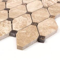 Diapson Light Emperador and Dark Emperador 11.87 in. x 13 in. Polished Marble Mosaic Tile (1.07 sq. ft./Sheet) by Ivy Hill Tile -Ivy Hill Tile Sales light emperador and dark emperador ivy hill tile marble tile ext3rd104521 4f 1000