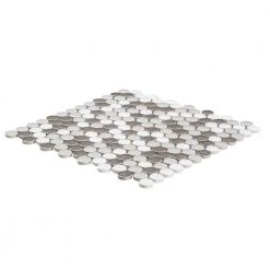 Carousel Gray 10.63 in. x 10.75 in. Penny Round Glossy Porcelain Wall and Floor Mosaic Tile (11.90 sq. ft./Case) by Jeffrey Court -Ivy Hill Tile Sales light gray jeffrey court mosaic tile 95999 40 1000