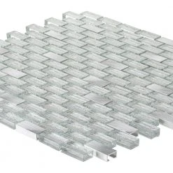 Crystal Ice Metallic 11.875 in. x 11.875 in. Interlocking Mixed Glass and Metal Mosaic Tile (9.79 sq. ft./Case) by Jeffrey Court -Ivy Hill Tile Sales metallic jeffrey court glass tile 99350 40 1000