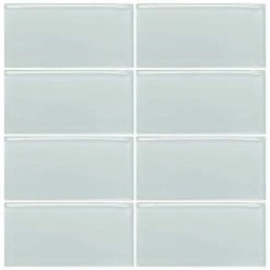 Morning Mist Blue 3 in. x 6 in. Subway Glossy Glass Wall Tile (10 sq. ft./Case) by Jeffrey Court