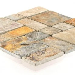 Rust Block Medley 11.75 in. x 11.75 in. Slate Wall and Floor Mosaic Tile (0.938 sq. ft./Each) by Jeffrey Court -Ivy Hill Tile Sales multi color jeffrey court mosaic tile 99124 fa 1000