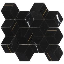 Utopia Nero 13.58 in. x 11.73 in. Polished Marble and Brass Wall Mosaic Tile (1.11 sq. ft./Each) by Ivy Hill Tile -Ivy Hill Tile Sales nero ivy hill tile marble tile ext3rd106523 1f 1000