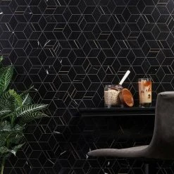 Utopia Nero 13.58 in. x 11.73 in. Polished Marble and Brass Wall Mosaic Tile (1.11 sq. ft./Each) by Ivy Hill Tile -Ivy Hill Tile Sales nero ivy hill tile marble tile ext3rd106523 44 1000
