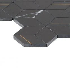 Utopia Nero 13.58 in. x 11.73 in. Polished Marble and Brass Wall Mosaic Tile (1.11 sq. ft./Each) by Ivy Hill Tile -Ivy Hill Tile Sales nero ivy hill tile marble tile ext3rd106523 76 1000