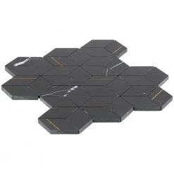Utopia Nero 13.58 in. x 11.73 in. Polished Marble and Brass Wall Mosaic Tile (1.11 sq. ft./Each) by Ivy Hill Tile -Ivy Hill Tile Sales nero ivy hill tile marble tile ext3rd106523 fa 1000