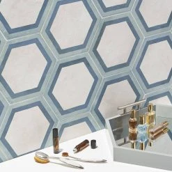 Dash Deco Ocean Cielo 8.5 in. x 9.84 in. Matte Hexagon Porcelain Floor and Wall Tile (12.66 sq. ft./Case) by Ivy Hill Tile -Ivy Hill Tile Sales ocean cielo ivy hill tile porcelain tile ext3rd107126 76 1000