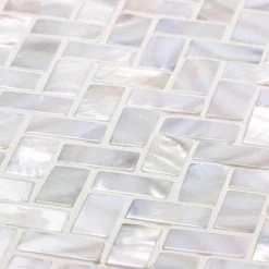 Pacific White Herringbone 11.81 in. x 11.81 in. Pearl Shell Mosaic Tile by Ivy Hill Tile -Ivy Hill Tile Sales pearl ivy hill tile glass tile ext3rd102056 40 1000