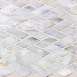 Pacific White Herringbone 11.81 in. x 11.81 in. Pearl Shell Mosaic Tile by Ivy Hill Tile -Ivy Hill Tile Sales pearl ivy hill tile glass tile ext3rd102056 a0 1000