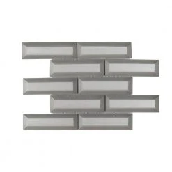 Silver Ingot 9.625 in. x 11.75 in. Interlocking Glossy Glass Mosaic Tile (7.854 sq. ft./Case) by Jeffrey Court
