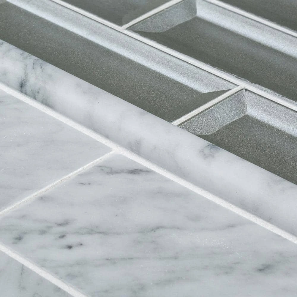 Silver Ingot 9.625 in. x 11.75 in. Interlocking Glossy Glass Mosaic Tile (7.854 sq. ft./Case) by Jeffrey Court 6 Silver Ingot 9.625 in. x 11.75 in. Interlocking Glossy Glass Mosaic Tile (7.854 sq. ft./Case) by Jeffrey Court - Image 4