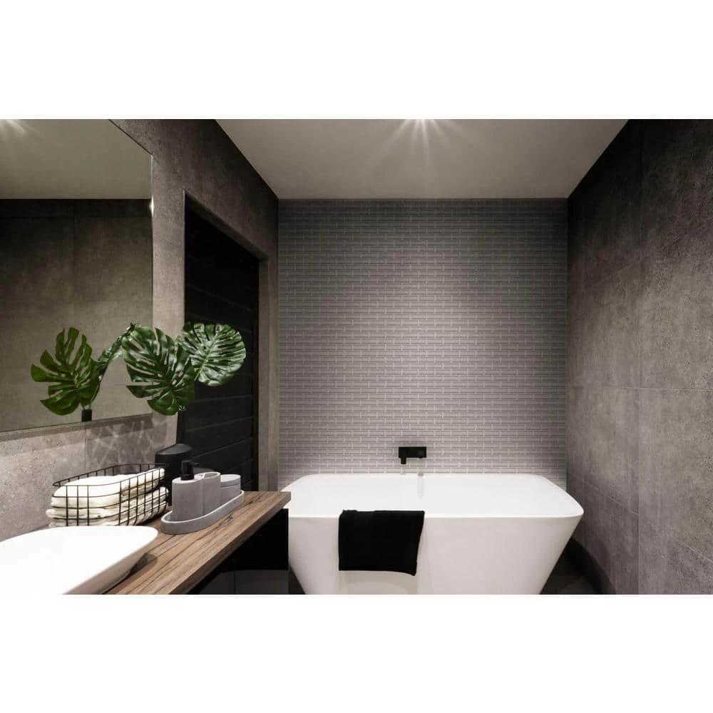 Silver Ingot 9.625 in. x 11.75 in. Interlocking Glossy Glass Mosaic Tile (7.854 sq. ft./Case) by Jeffrey Court 4 Silver Ingot 9.625 in. x 11.75 in. Interlocking Glossy Glass Mosaic Tile (7.854 sq. ft./Case) by Jeffrey Court - Image 2