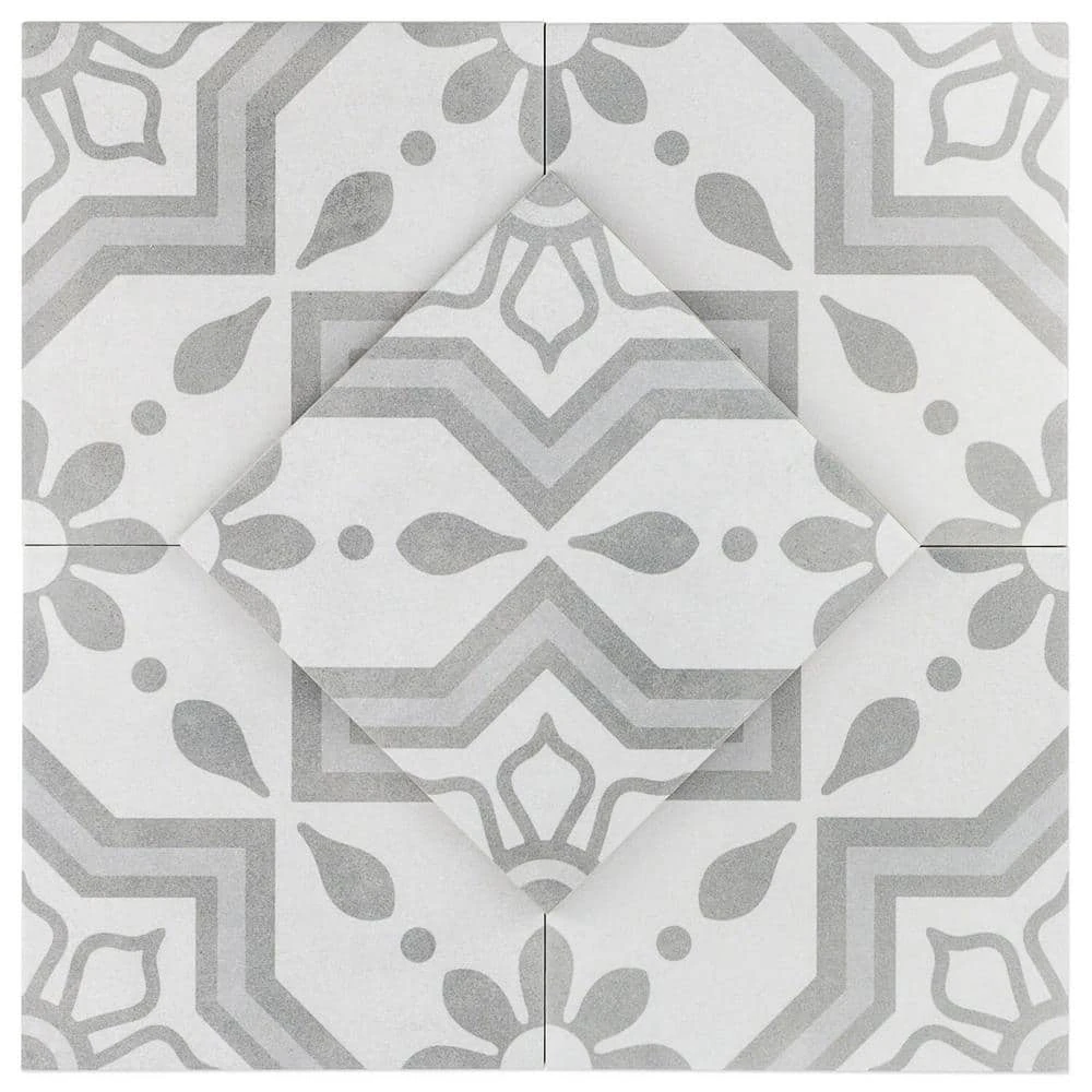 Sintra Silver Sky Encaustic 9 in. x 9 in. x 10mm Mate Porcelain Floor and Wall Tile (20 pieces / 10.65 sq. ft. / box) by Ivy Hill Tile 8 Sintra Silver Sky Encaustic 9 in. x 9 in. x 10mm Mate Porcelain Floor and Wall Tile (20 pieces / 10.65 sq. ft. / box) by Ivy Hill Tile - Image 6
