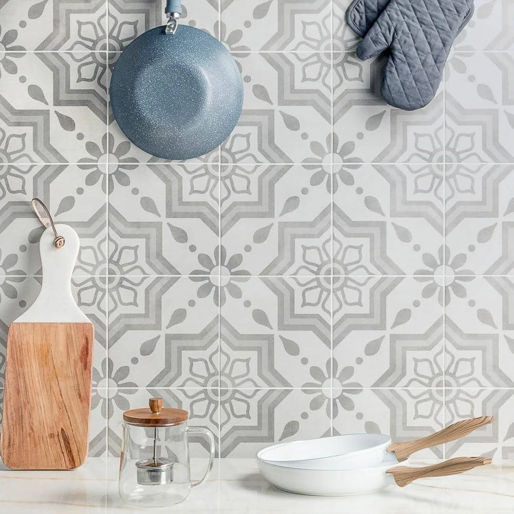 Sintra Silver Sky Encaustic 9 in. x 9 in. x 10mm Mate Porcelain Floor and Wall Tile (20 pieces / 10.65 sq. ft. / box) by Ivy Hill Tile 4 Sintra Silver Sky Encaustic 9 in. x 9 in. x 10mm Mate Porcelain Floor and Wall Tile (20 pieces / 10.65 sq. ft. / box) by Ivy Hill Tile - Image 2