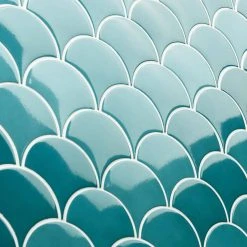Beta Teal 2.44 in. x 5 in. Scallop Polished Ceramic Wall Tile (4.06 sq. ft./Case) by Ivy Hill Tile -Ivy Hill Tile Sales teal ivy hill tile ceramic tile ext3rd105987 44 1000