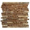 Walnut Foil Emperador Pencil 10.75 in. x 11 in. x 8mm Interlocking Textured Glass Marble Mosaic Tile (8.21 sq. ft./Case) by Jeffrey Court -Ivy Hill Tile Sales walnut brown jeffrey court glass tile 99601 64 1000