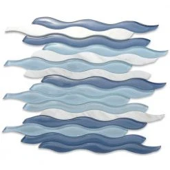 Flow Wave 12 in. x 11-1/2 in. Glass and Marble Mosaic Tile by Ivy Hill Tile