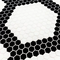 Madeline White/Black 10 in. x 11.5 in. Hexagon Matte Pressed Glass Mosaic Wall and Floor Tile (7.986 sq. ft./Case) by Jeffrey Court -Ivy Hill Tile Sales white blk jeffrey court glass tile 13027 1d 1000