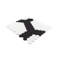 Madeline White/Black 10 in. x 11.5 in. Hexagon Matte Pressed Glass Mosaic Wall and Floor Tile (7.986 sq. ft./Case) by Jeffrey Court -Ivy Hill Tile Sales white blk jeffrey court glass tile 13027 40 1000