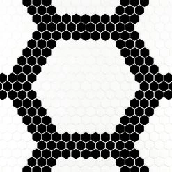 Madeline White/Black 10 in. x 11.5 in. Hexagon Matte Pressed Glass Mosaic Wall and Floor Tile (7.986 sq. ft./Case) by Jeffrey Court -Ivy Hill Tile Sales white blk jeffrey court glass tile 13027 a0 1000